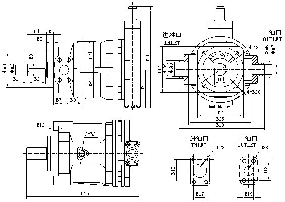 Axiale enkele hydraulische zuiger pompen HY80Y-RP, HY160Y-RP, HY250Y-RP